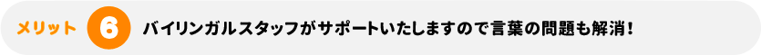 バイリンガルスタッフがサポートいたしますので言葉の問題も解消！