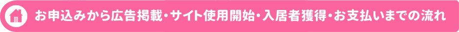 お申込みから広告掲載・サイト使用開始・入居者獲得・お支払いまでの流れ